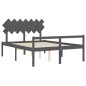vidaXL Massivholzbett mit Kopfteil Grau 140x200 cm vidaXL Massivholzbett mit Kopfteil Grau 140x200 cm