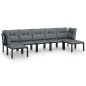 vidaXL 7-tlg. Garten-Lounge-Set Schwarz und Grau Poly Rattan vidaXL 7-tlg. Garten-Lounge-Set Schwarz und Grau Poly Rattan