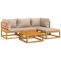 vidaXL 5-tlg. Garten-Lounge-Set mit Taupe Kissen Massivholz vidaXL 5-tlg. Garten-Lounge-Set mit Taupe Kissen Massivholz