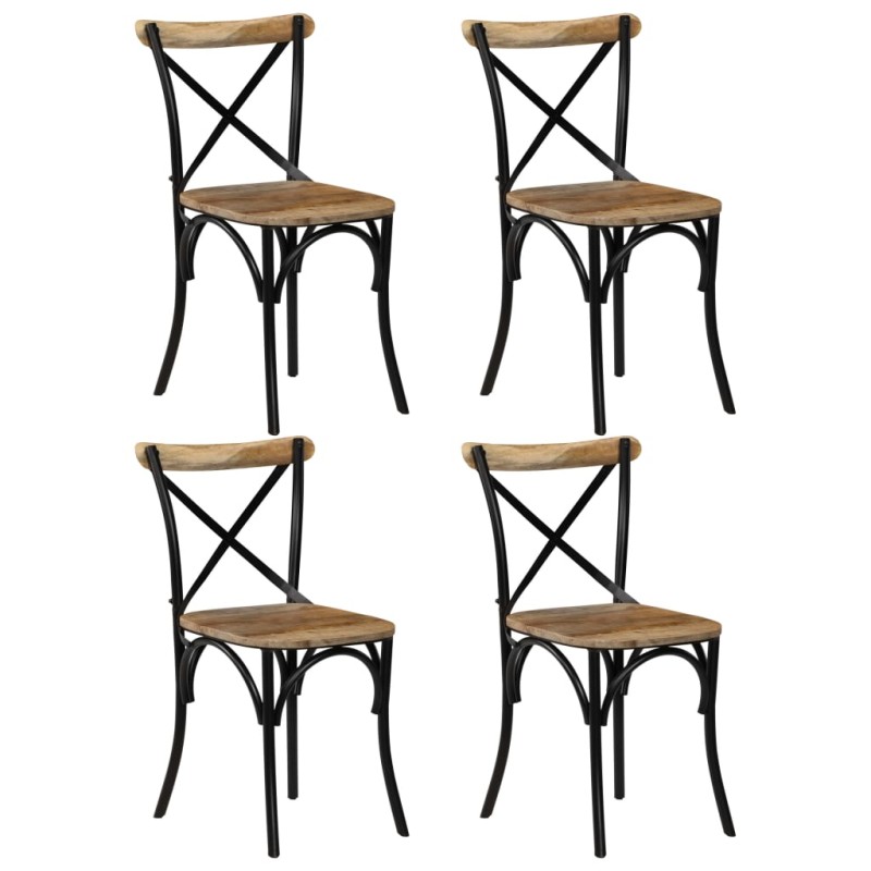 Esszimmerstühle 4 Stk. Schwarz Mango-Massivholz Esszimmerstühle 4 Stk. Schwarz Mango-Massivholz