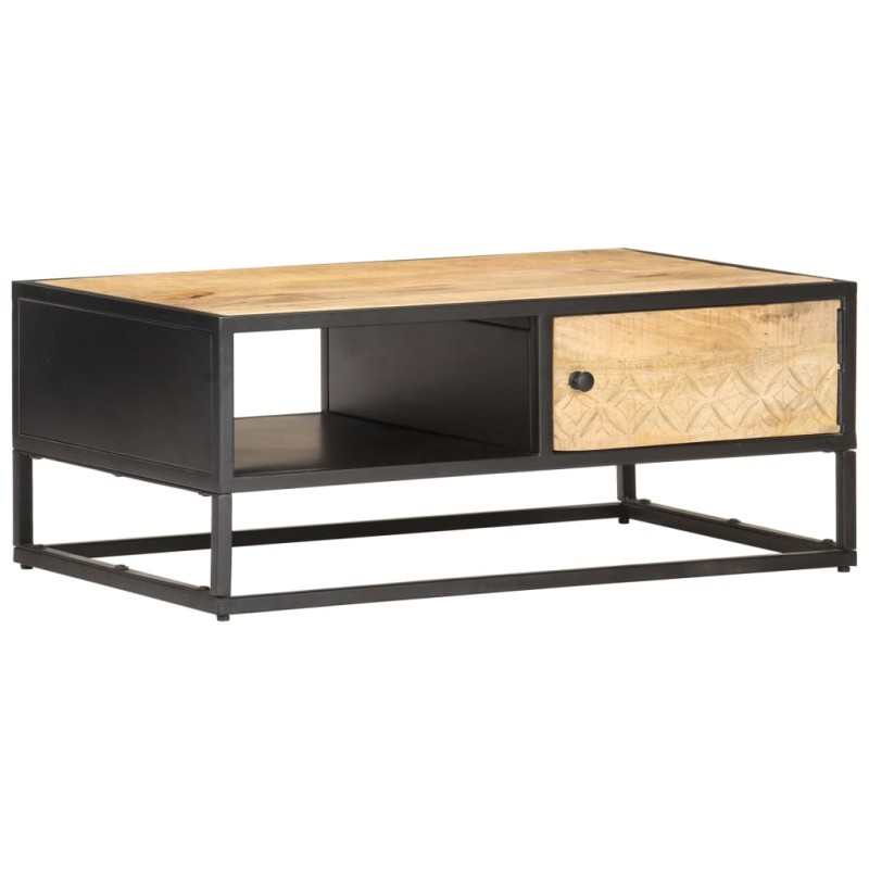 vidaXL Couchtisch mit Geschnitzter Tür 90x55x36 cm Raues Mangoholz vidaXL Couchtisch mit Geschnitzter Tür 90x55x36 cm Raues Mangoholz