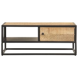 vidaXL Couchtisch mit Geschnitzter Tür 90x55x36 cm Raues Mangoholz