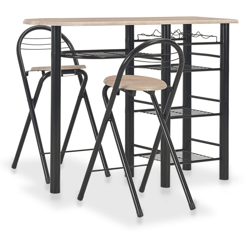 vidaXL 3-tlg. Bar-Set mit Regalen Holz und Stahl vidaXL 3-tlg. Bar-Set mit Regalen Holz und Stahl