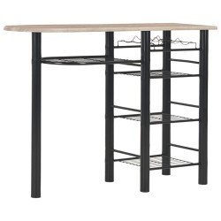 vidaXL 3-tlg. Bar-Set mit Regalen Holz und Stahl
