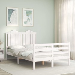 vidaXL Massivholzbett mit Kopfteil Weiß 120x200 cm