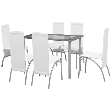 vidaXL Siebenteilige Essgruppe Weiß