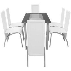 vidaXL Siebenteilige Essgruppe Weiß