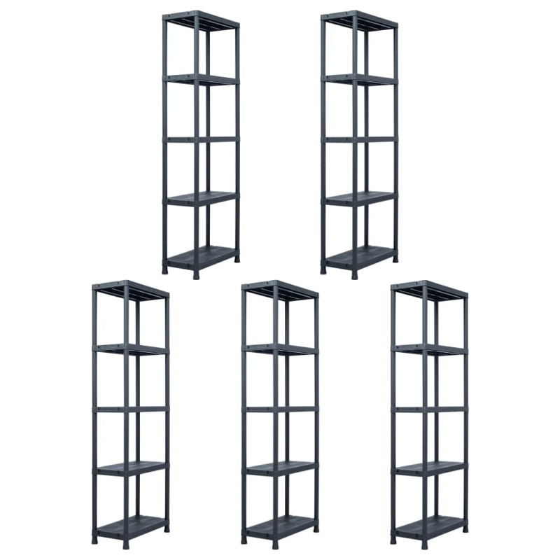 vidaXL Lagerregale 5 Stk. Schwarz 125 kg 60 x 30 x 180 cm Kunststoff vidaXL Lagerregale 5 Stk. Schwarz 125 kg 60 x 30 x 180 cm Kunststoff