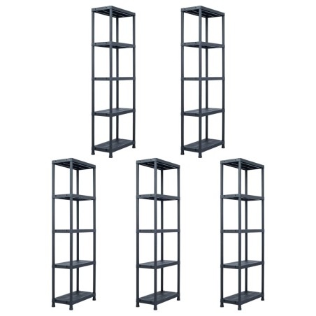 vidaXL Lagerregale 5 Stk. Schwarz 125 kg 60 x 30 x 180 cm Kunststoff