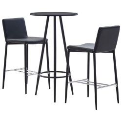 3-tlg. Bar-Set Kunstleder Schwarz