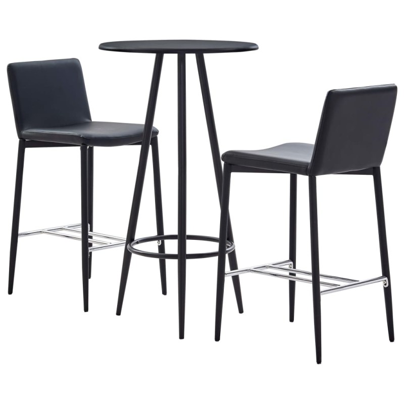 3-tlg. Bar-Set Kunstleder Schwarz 3-tlg. Bar-Set Kunstleder Schwarz