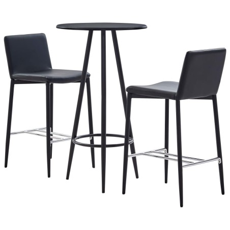 3-tlg. Bar-Set Kunstleder Schwarz