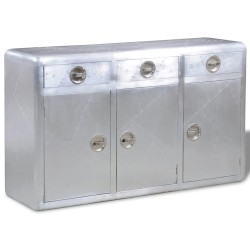 vidaXL Pilot Sideboard 3 Schubladen Vintage Aviatik Flugzeug Aluminium 
