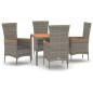 vidaXL 5-tlg. Garten-Essgruppe mit Kissen Grau Poly Rattan vidaXL 5-tlg. Garten-Essgruppe mit Kissen Grau Poly Rattan
