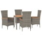 vidaXL 5-tlg. Garten-Essgruppe mit Kissen Grau Poly Rattan vidaXL 5-tlg. Garten-Essgruppe mit Kissen Grau Poly Rattan