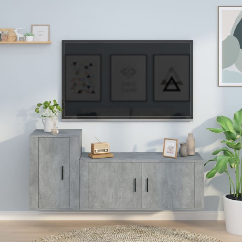 vidaXL 2-tlg. TV-Schrank-Set Betongrau Holzwerkstoff vidaXL 2-tlg. TV-Schrank-Set Betongrau Holzwerkstoff