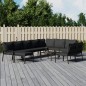 vidaXL 11-tlg. Garten-Lounge-Set mit Grauen Kissen Stahl