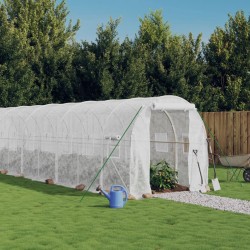 vidaXL Gewächshaus mit Stahlrahmen Weiß 32 m² 16x2x2 m