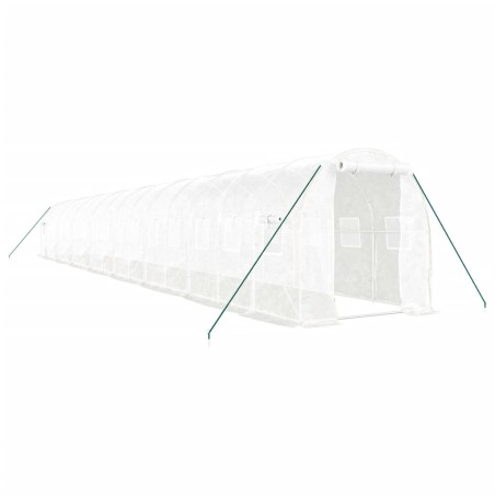 vidaXL Gewächshaus mit Stahlrahmen Weiß 32 m² 16x2x2 m