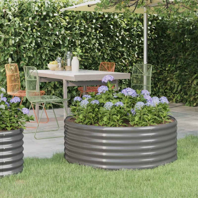 vidaXL Hochbeet Pulverbeschichteter Stahl 100x100x36 cm Grau vidaXL Hochbeet Pulverbeschichteter Stahl 100x100x36 cm Grau