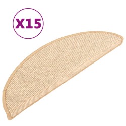 vidaXL Treppenmatten 15 Stk. Creme 56x17x3 cm