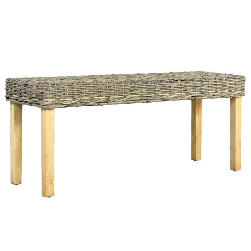 vidaXL Sitzbank 110 cm Natur Kubu-Rattan und Massivholz Mango vidaXL Sitzbank 110 cm Natur Kubu-Rattan und Massivholz Mango