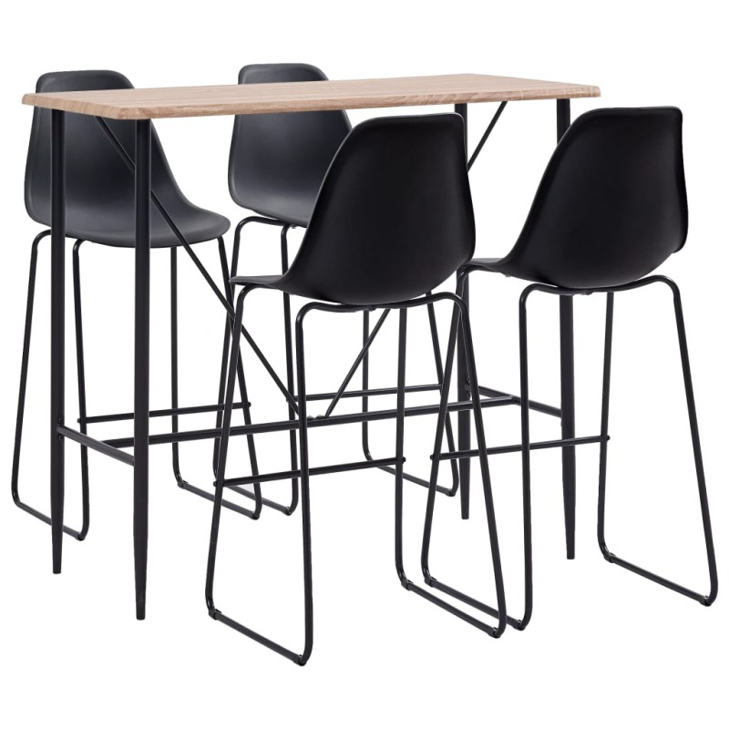 vidaXL 5-tlg. Bar-Set Kunststoff Schwarz vidaXL 5-tlg. Bar-Set Kunststoff Schwarz