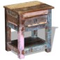 vidaXL Beistelltisch mit 1 Schublade Altholz Massiv 43x33x51 cm vidaXL Beistelltisch mit 1 Schublade Altholz Massiv 43x33x51 cm