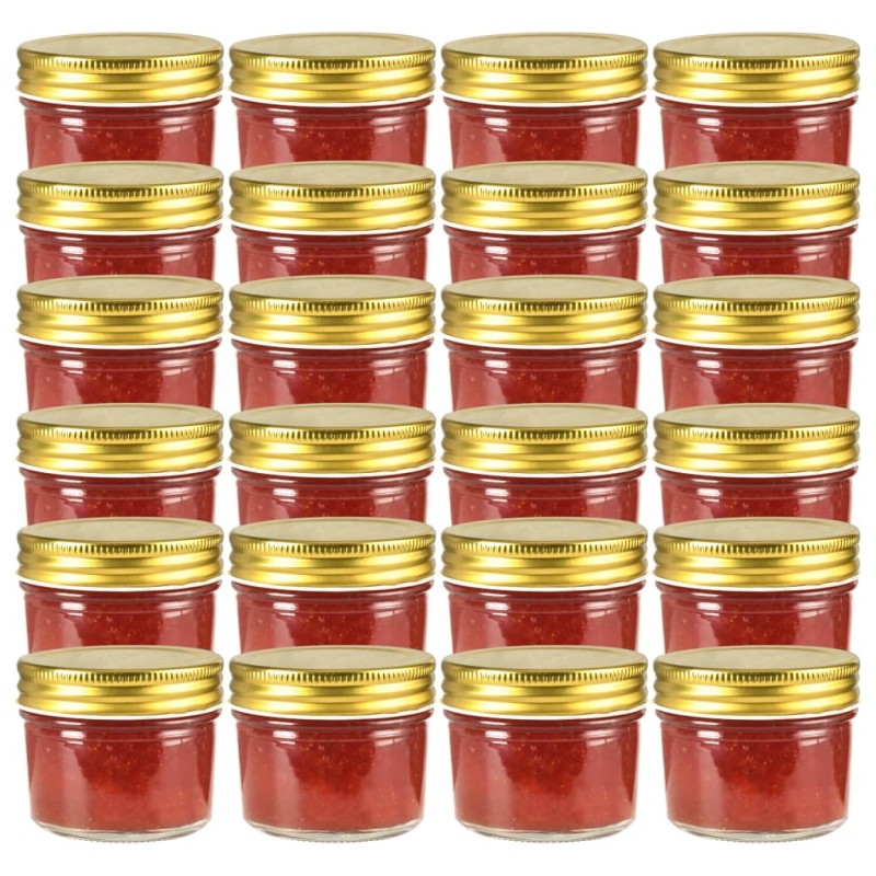 vidaXL Marmeladengläser mit goldenen Deckeln 24 Stk. 110 ml vidaXL Marmeladengläser mit goldenen Deckeln 24 Stk. 110 ml