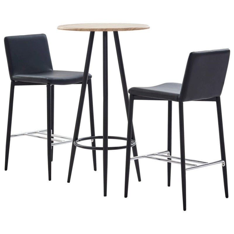 3-tlg. Bar-Set Kunstleder Schwarz 3-tlg. Bar-Set Kunstleder Schwarz