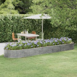 vidaXL Hochbeet Pulverbeschichteter Stahl 396x100x36 cm Silbern