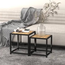 vidaXL Beistelltische 2 Stk. MDF Schwarz und Gelb