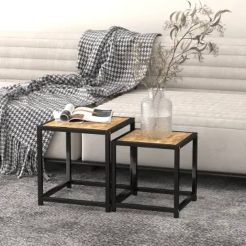 vidaXL Beistelltische 2 Stk. MDF Schwarz und Gelb vidaXL Beistelltische 2 Stk. MDF Schwarz und Gelb