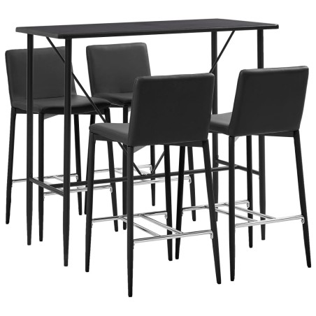 5-tlg. Bar-Set Kunstleder Schwarz