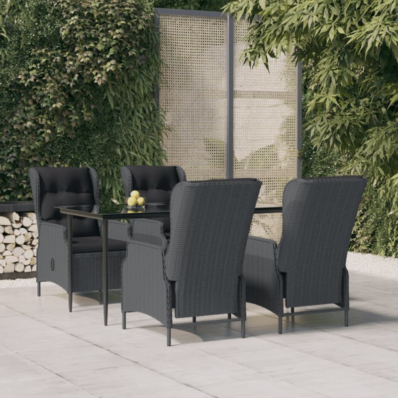 vidaXL 5-tlg. Garten-Essgruppe Dunkelgrau Poly Rattan vidaXL 5-tlg. Garten-Essgruppe Dunkelgrau Poly Rattan