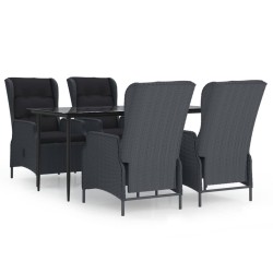 vidaXL 5-tlg. Garten-Essgruppe Dunkelgrau Poly Rattan