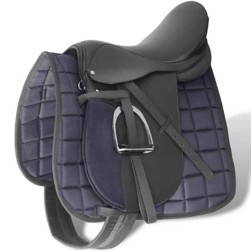 Pferdereiten Sattelset 16" echtes Leder schwarz 14 cm 5-in-1 Pferdereiten Sattelset 16" echtes Leder schwarz 14 cm 5-in-1