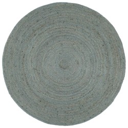 vidaXL Teppich Handgefertigt Jute Rund 240 cm Olivgrün