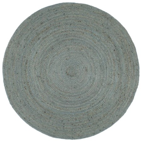 vidaXL Teppich Handgefertigt Jute Rund 240 cm Olivgrün