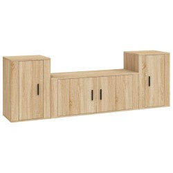 vidaXL 3-tlg. TV-Schrank-Set Sonoma-Eiche Holzwerkstoff