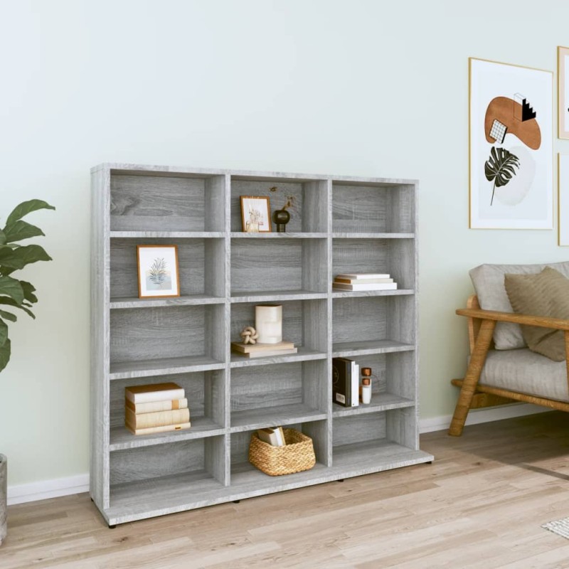 vidaXL CD-Regal Grau Sonoma 102x23x89,5 cm Holzwerkstoff vidaXL CD-Regal Grau Sonoma 102x23x89,5 cm Holzwerkstoff