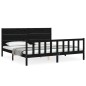 vidaXL Massivholzbett mit Kopfteil Schwarz 200x200 cm vidaXL Massivholzbett mit Kopfteil Schwarz 200x200 cm