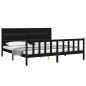vidaXL Massivholzbett mit Kopfteil Schwarz 200x200 cm vidaXL Massivholzbett mit Kopfteil Schwarz 200x200 cm