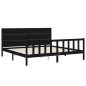 vidaXL Massivholzbett mit Kopfteil Schwarz 200x200 cm vidaXL Massivholzbett mit Kopfteil Schwarz 200x200 cm