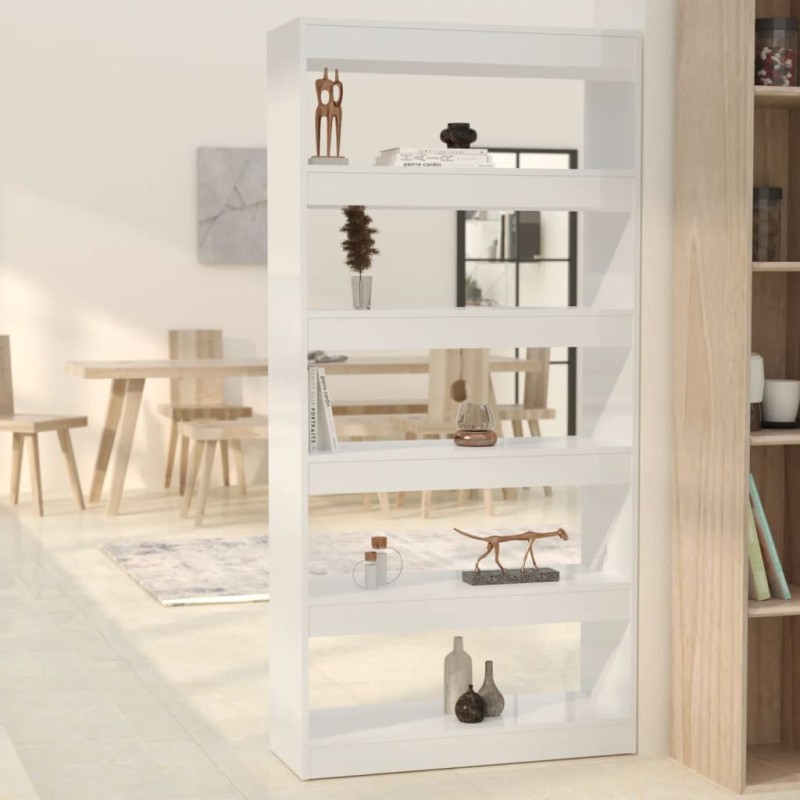 vidaXL Bücherregal/Raumteiler Hochglanz-Weiß 80x30x166cm Holzwerkstoff vidaXL Bücherregal/Raumteiler Hochglanz-Weiß 80x30x166cm Holzwerkstoff