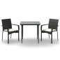 vidaXL 3-tlg. Garten-Essgruppe mit Kissen Schwarz Poly Rattan vidaXL 3-tlg. Garten-Essgruppe mit Kissen Schwarz Poly Rattan