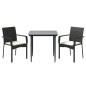 vidaXL 3-tlg. Garten-Essgruppe mit Kissen Schwarz Poly Rattan vidaXL 3-tlg. Garten-Essgruppe mit Kissen Schwarz Poly Rattan