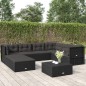 vidaXL 8-tlg. Garten-Lounge-Set mit Kissen Schwarz Poly Rattan vidaXL 8-tlg. Garten-Lounge-Set mit Kissen Schwarz Poly Rattan
