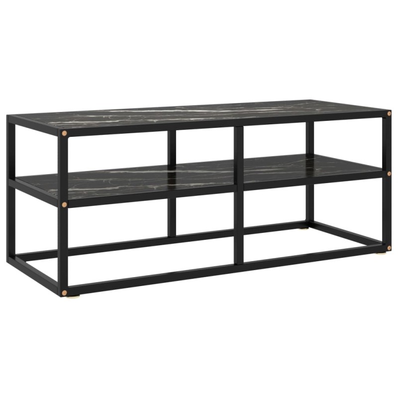 vidaXL TV-Schrank Schwarz mit Schwarzer Marmor-Optik Glas 100x40x40 cm vidaXL TV-Schrank Schwarz mit Schwarzer Marmor-Optik Glas 100x40x40 cm