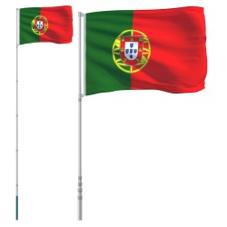 vidaXL Flagge Portugals mit Mast 5,55 m Aluminium